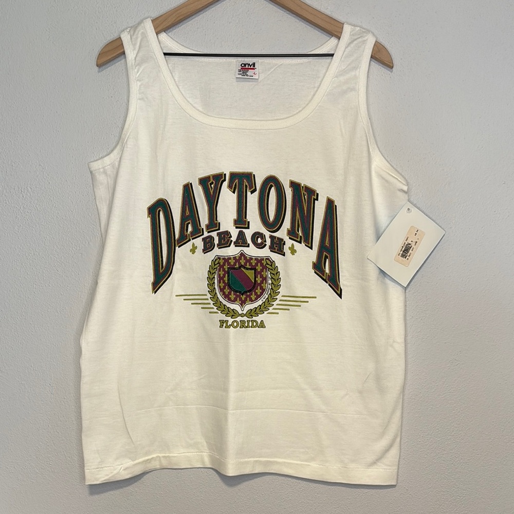 Vintage Anvil Daytona Beach Florida Tank Top With Tags Brand New Large Vacation